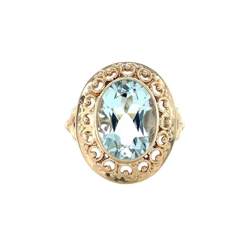 Vintage 14K Gold Ring with Aquamarine