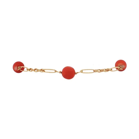 Vintage 14K Gold Bracelet with Red Coral