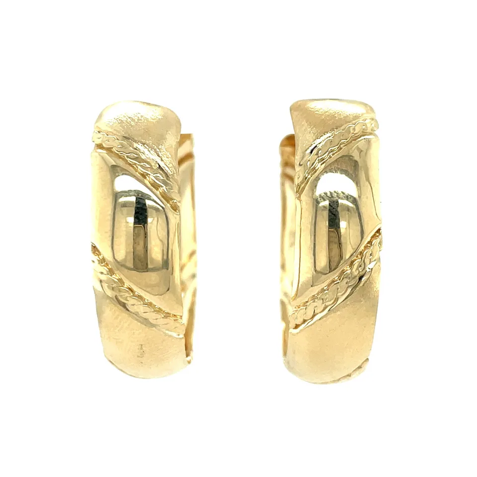Vintage 14K Gold Fancy Hoop Earrings