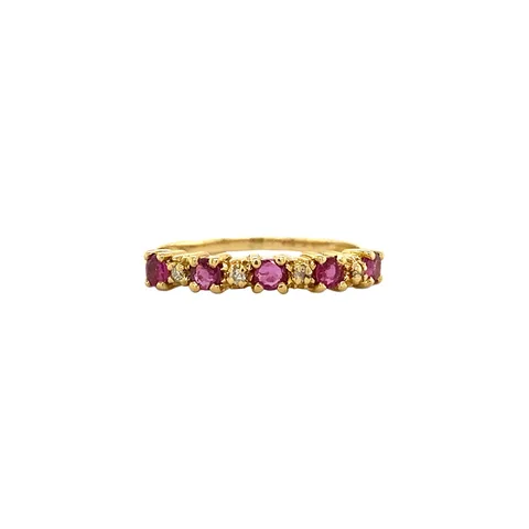 Vintage 18K Gold Ring with Ruby and Diamond