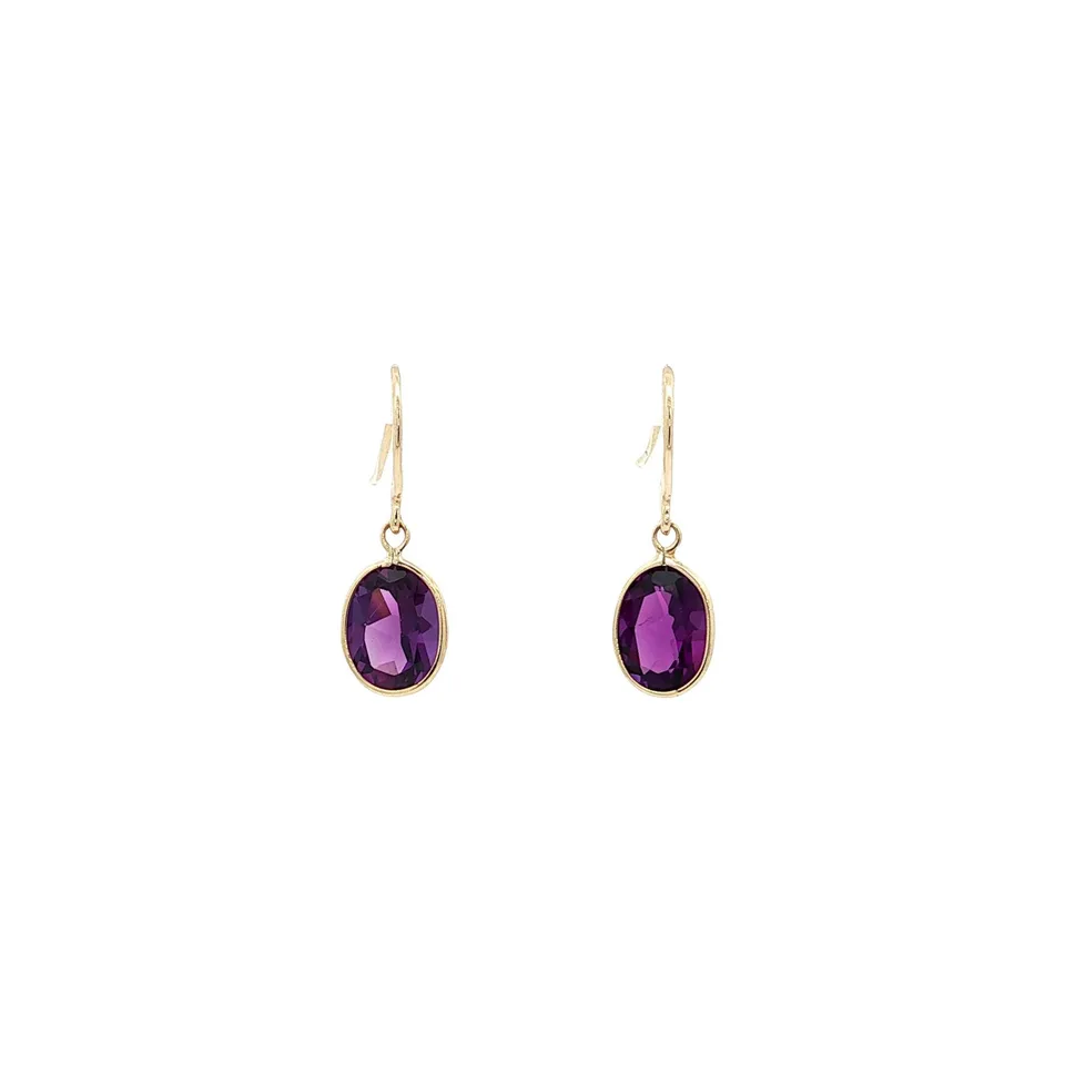 Vintage 9K Gold Earrings with Amethyst