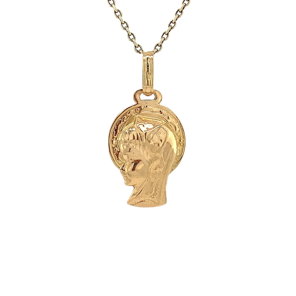 Vintage 18K Gold Mary Pendant