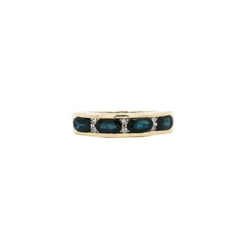Vintage 9K Gold Ring with Sapphire and Diamond