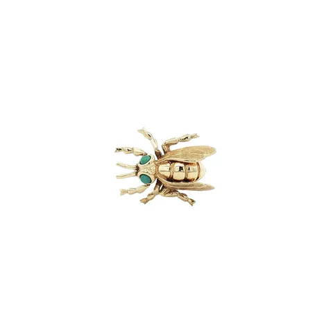 Vintage 14K Gold Fly Brooch with Turquoise