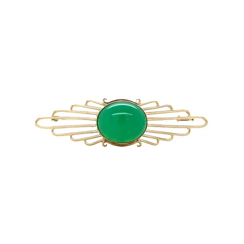 Vintage 14K Gold Brooch with Chrysoprase