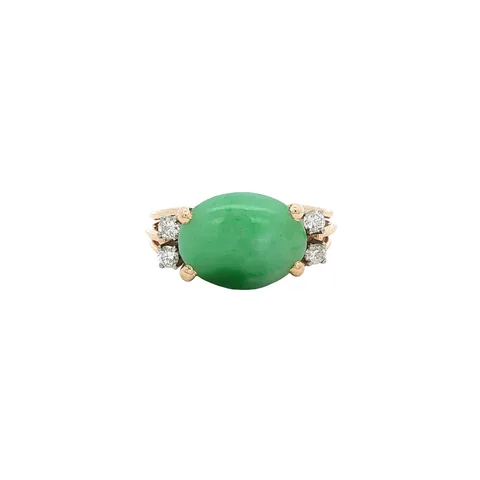 Vintage 14K Gold Ring with Jade and Diamond