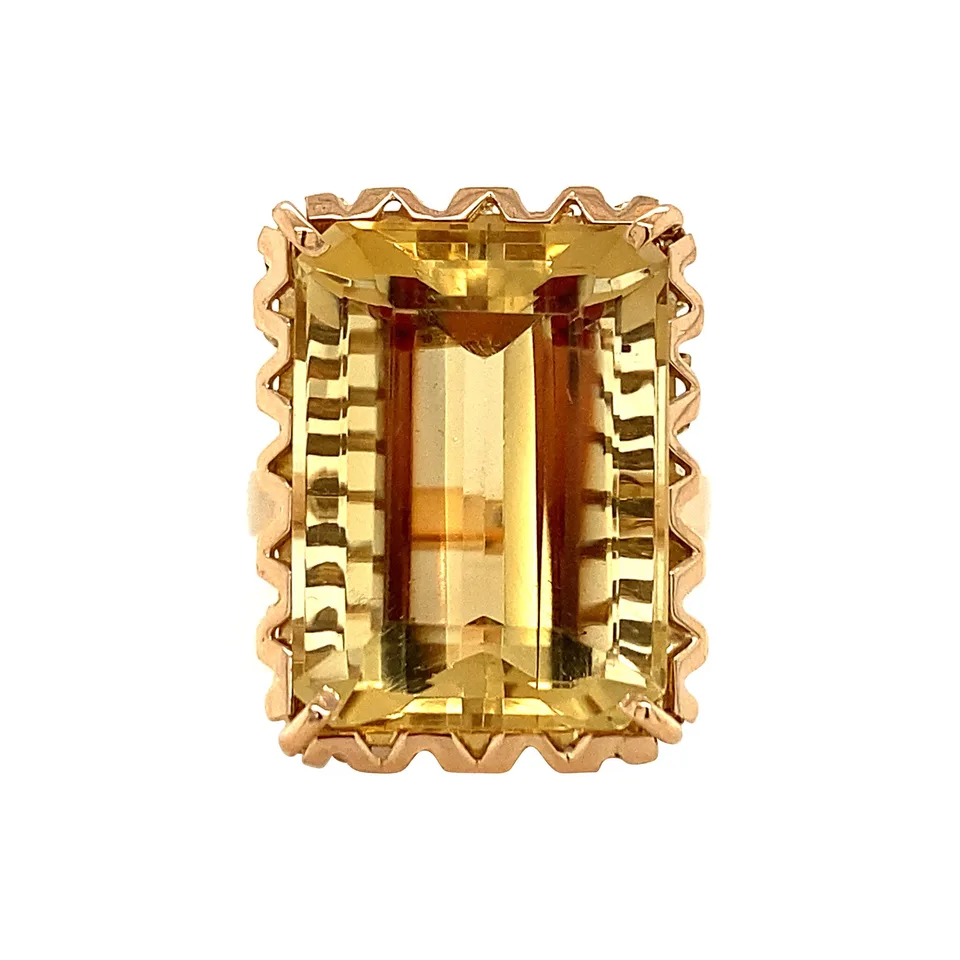 Vintage 18K Gold Ring with Citrine