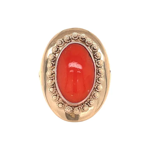 Vintage 14K Gold Ring with Red Coral