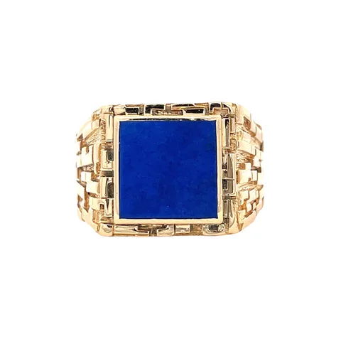 Vintage 18K Gold Signet Ring with Lapis Lazuli