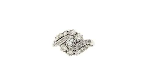 Vintage 14K White Gold Ring with Diamond