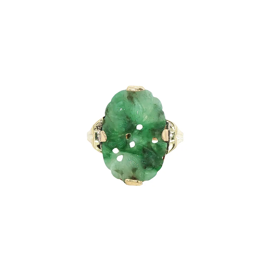 Vintage 12K Gold Ring with Jade
