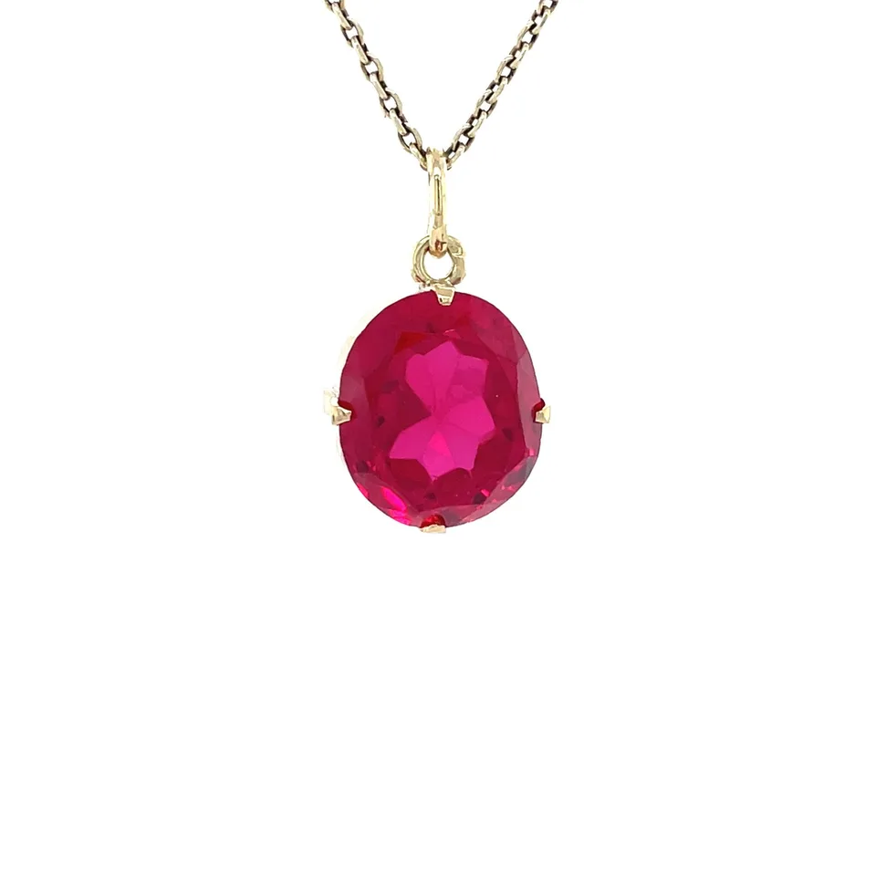Vintage 14K Gold Pendant with Ruby