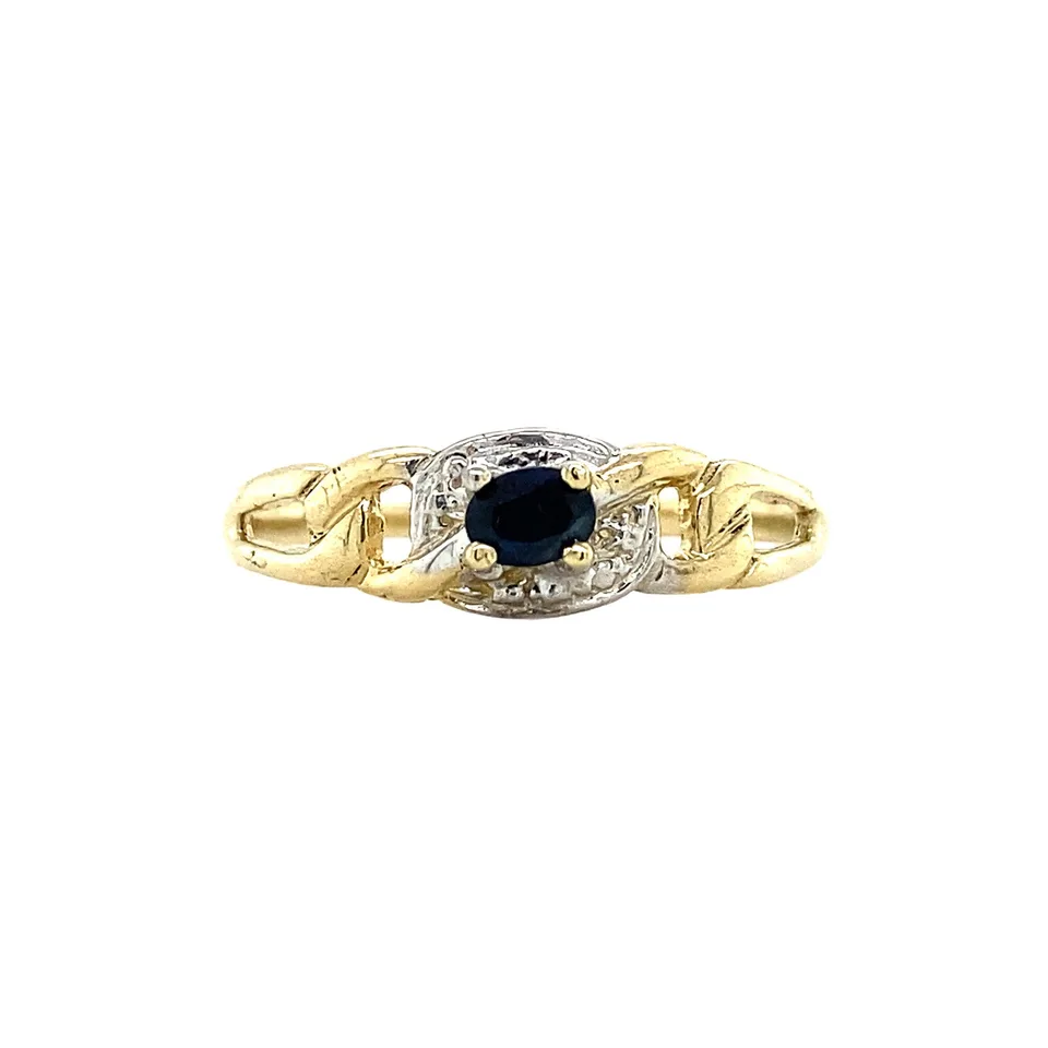 Vintage 14K Two Tone Gold Ring with Sapphire