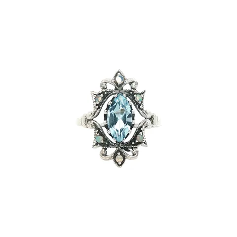 Vintage Sterling Silver Ring with Topaz and Opal