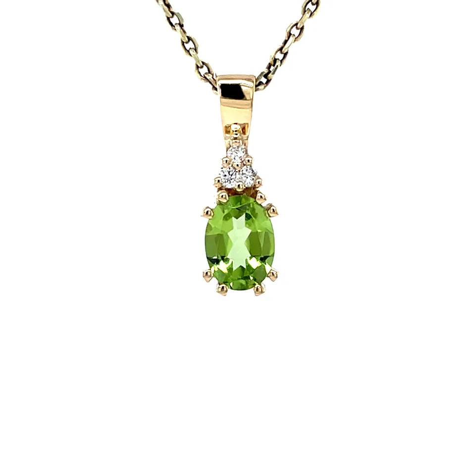Vintage Audrey 14K Gold Pendant, Lime