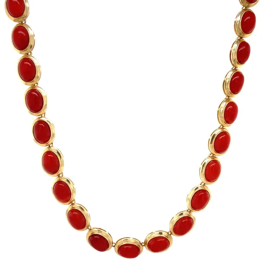 Vintage 14K Gold Necklace with Red Coral