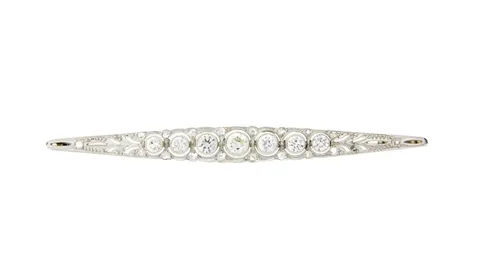 Vintage 14K White Gold Brooch with Diamond in Platinum Set