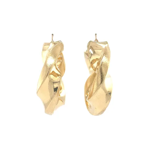 Vintage 14K Gold Fancy Hoop Earrings