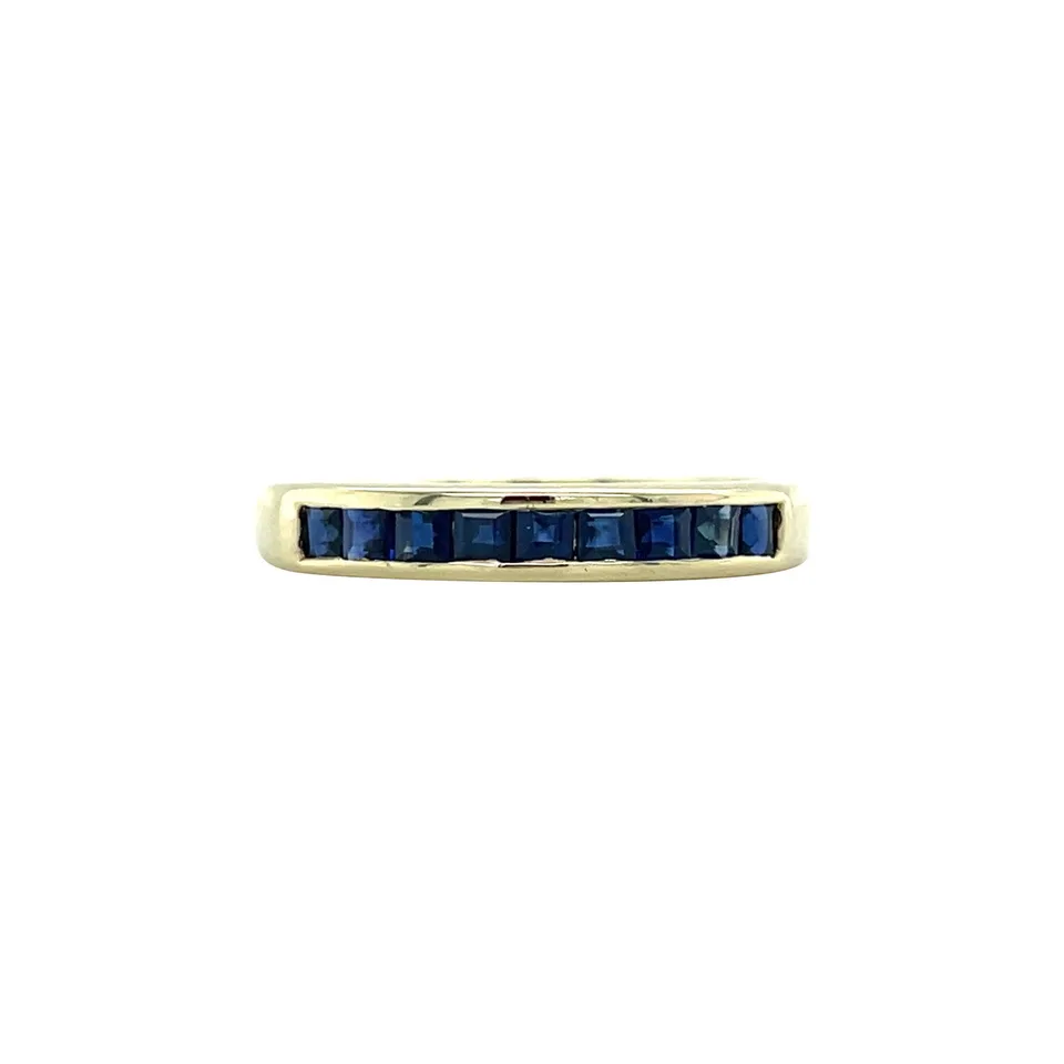 Vintage 14K Gold Half Eternity Ring with Sapphire