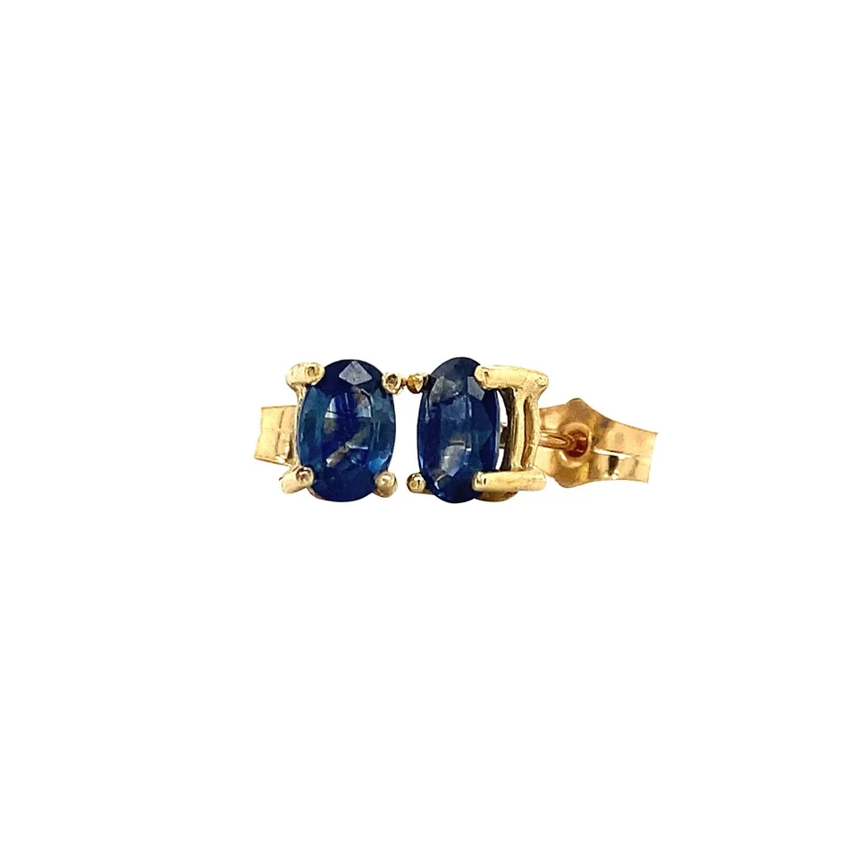 Vintage 14K Gold Stud Earrings with Sapphire