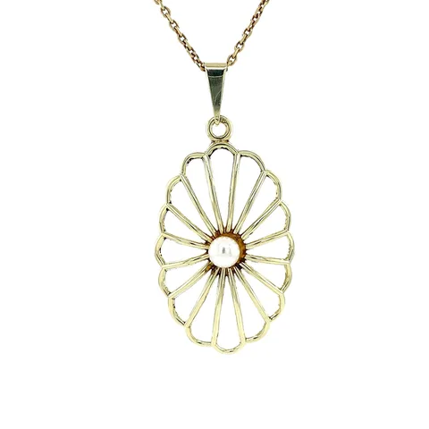 Vintage 14K Gold Pendant with Pearl
