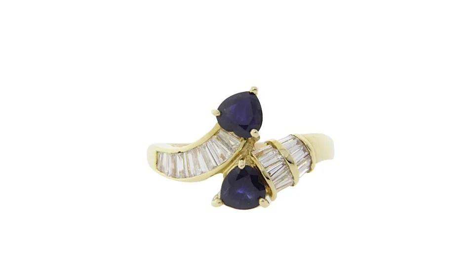 Vintage 14K Gold Ring with Sapphire Diamond *Nieuw
