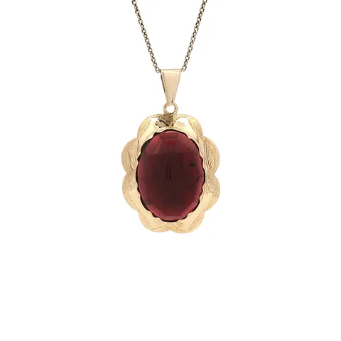 Vintage 14K Gold Pendant with Garnet