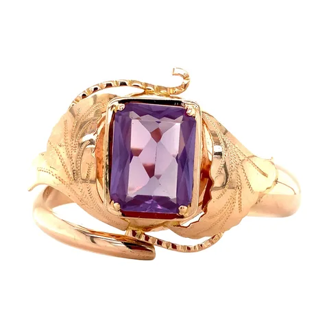 Vintage 14K Gold Bangle with Sapphire