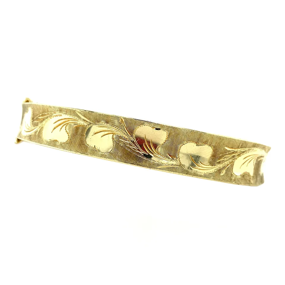 Vintage 14K Gold Bangle with Engraving