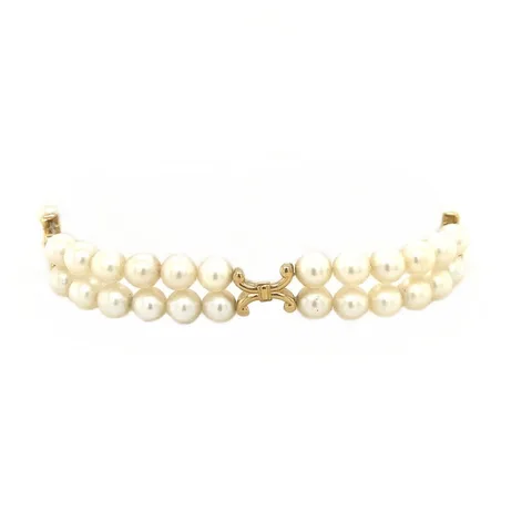 Vintage Pearl Bracelet with 14K Gold Ornaments