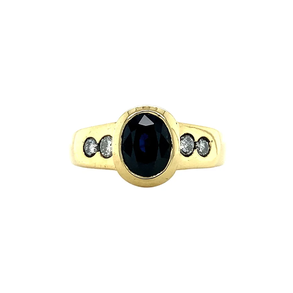 Vintage 18K Gold Ring with Diamond and Sapphire