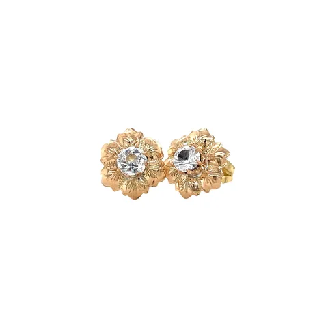 Vintage 14K Gold Stud Earrings with Topaz