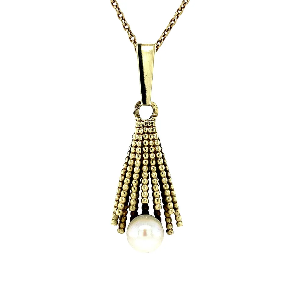 Vintage 14K Gold Pendant with Pearl
