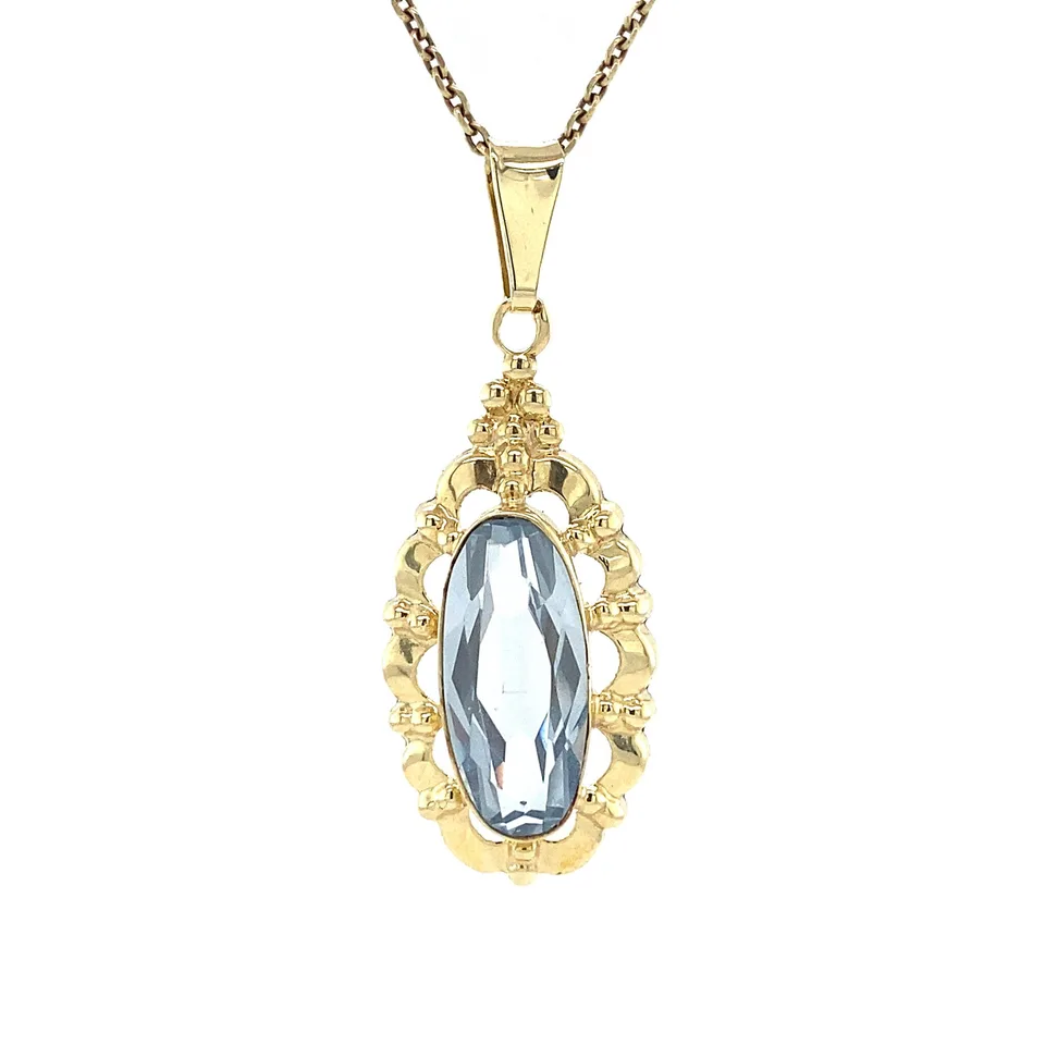 Vintage 14K Gold Pendant with Topaz