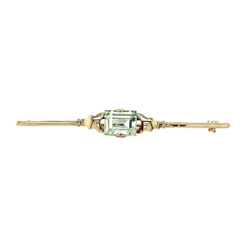 Vintage 14K Gold Brooch with Green Spinel