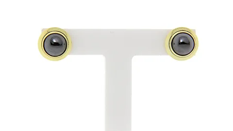 Vintage 14K Gold Stud Earrings with Hematite