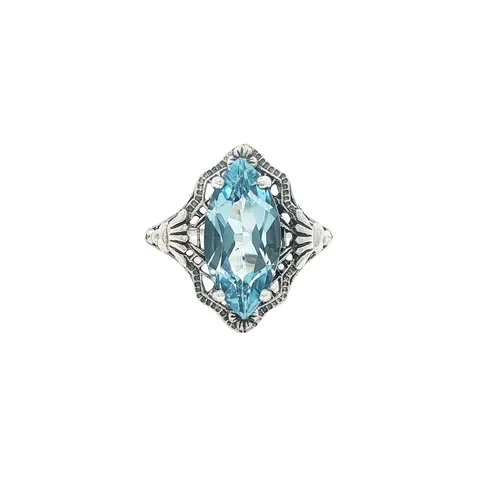 Vintage Sterling Silver Ring with Blue Topaz