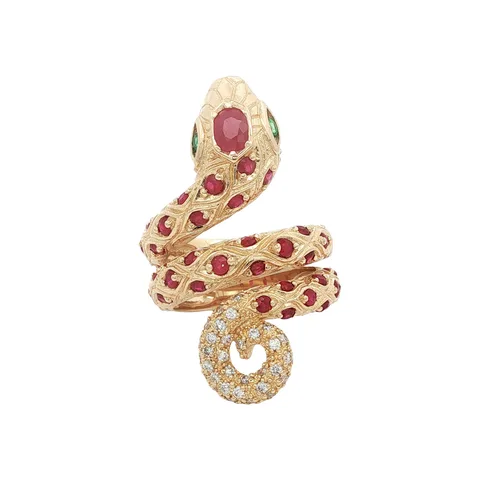 Vintage 14K Gold Ring with Emerald, Ruby and Diamond