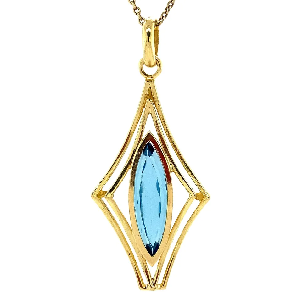 Vintage 18K Gold Pendant with Topaz