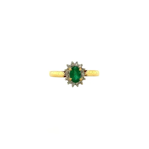 Vintage 14K Gold Ring with Emerald and Diamond