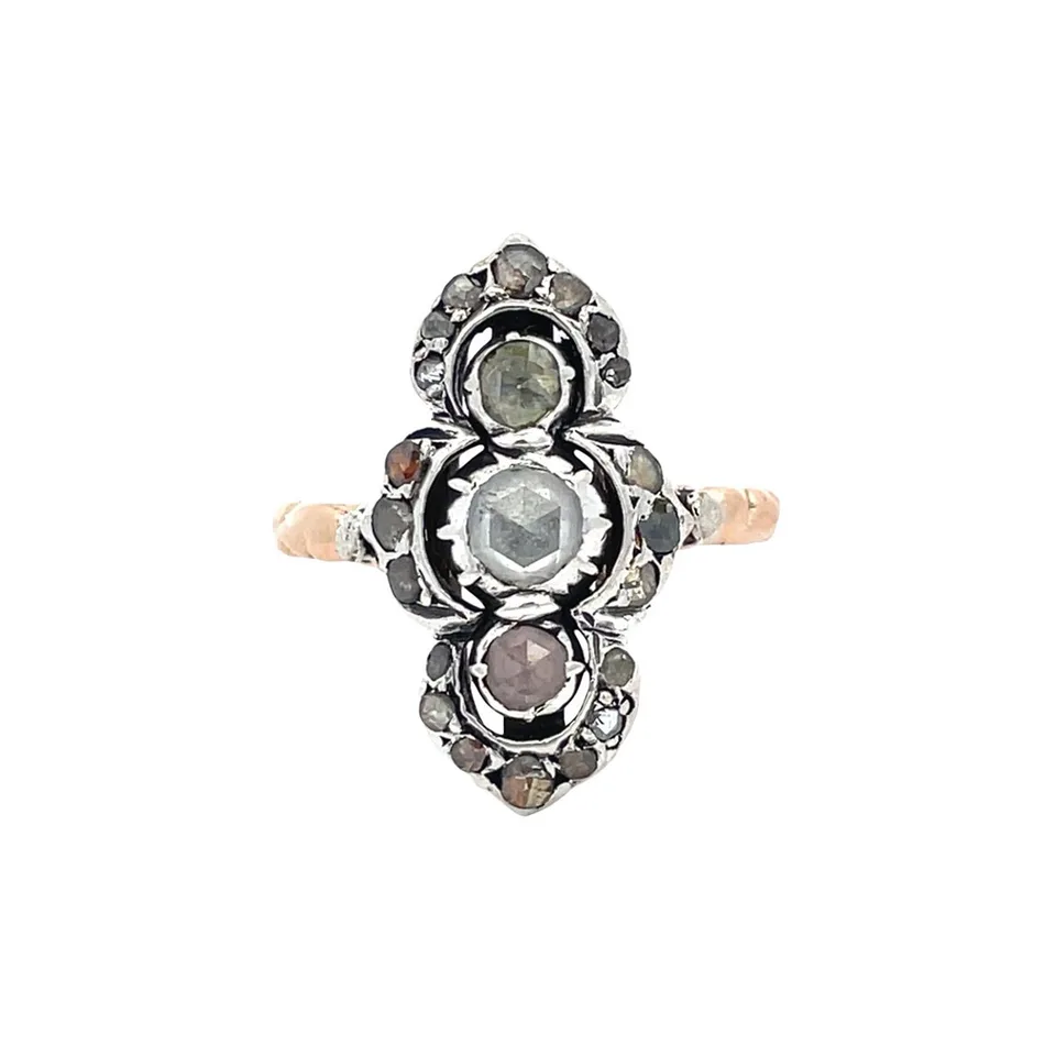 Vintage 14K Rose Gold Princess Ring with Rose Cut Diamond