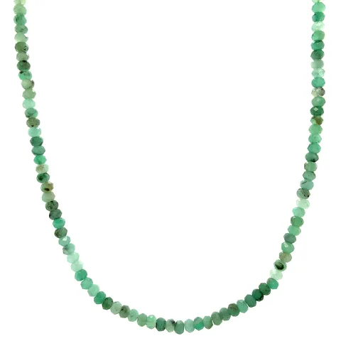 Vintage Emerald Necklace with 14K Gold Bead and Clasp 42 cm