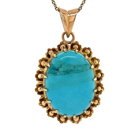 Vintage 14K Gold Pendant with Turquoise