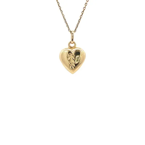 Vintage 14K Gold Heart Pendant with Engraving