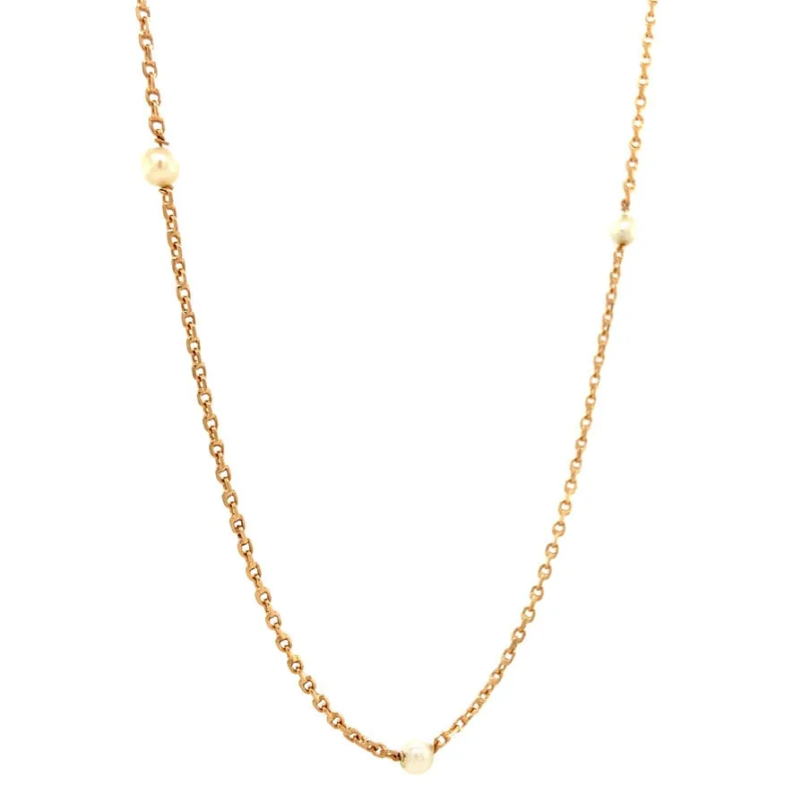 Vintage 18K Gold Necklace Anchor with Pearls 51 cm