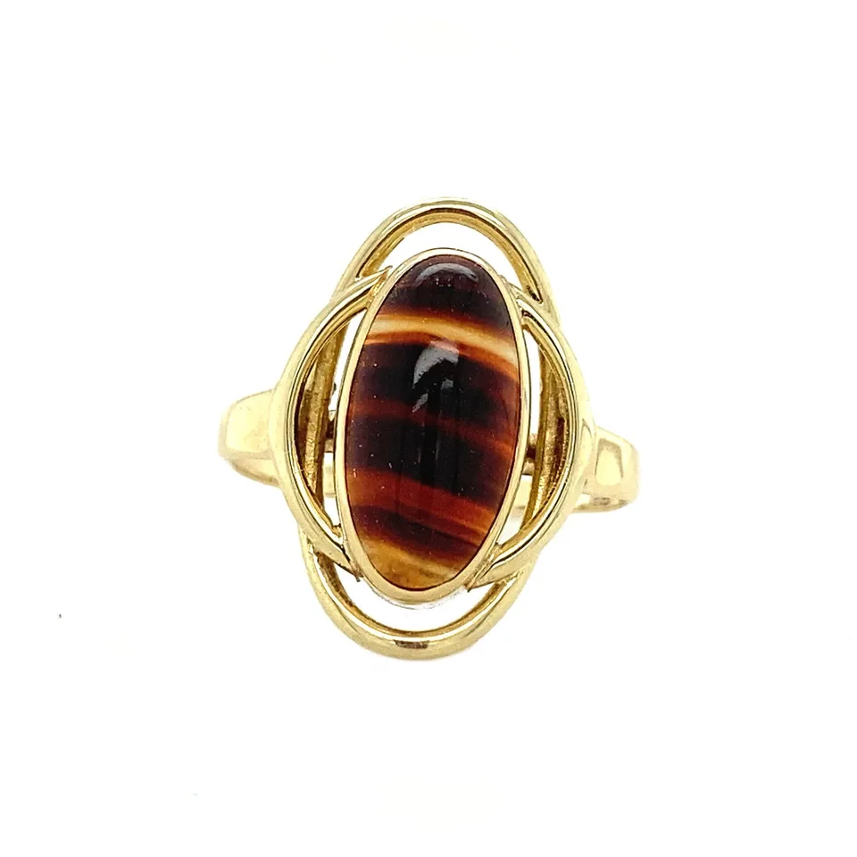 Vintage 14K Gold Ring with Banded Agate
