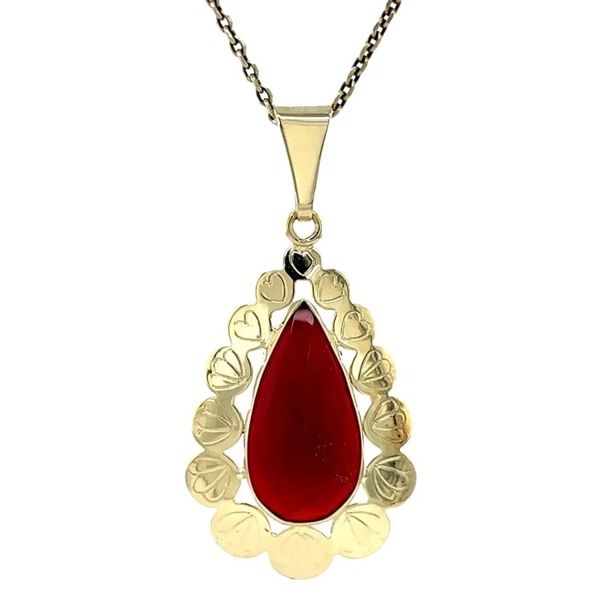 Vintage 14K Gold Pendant with Carnelian