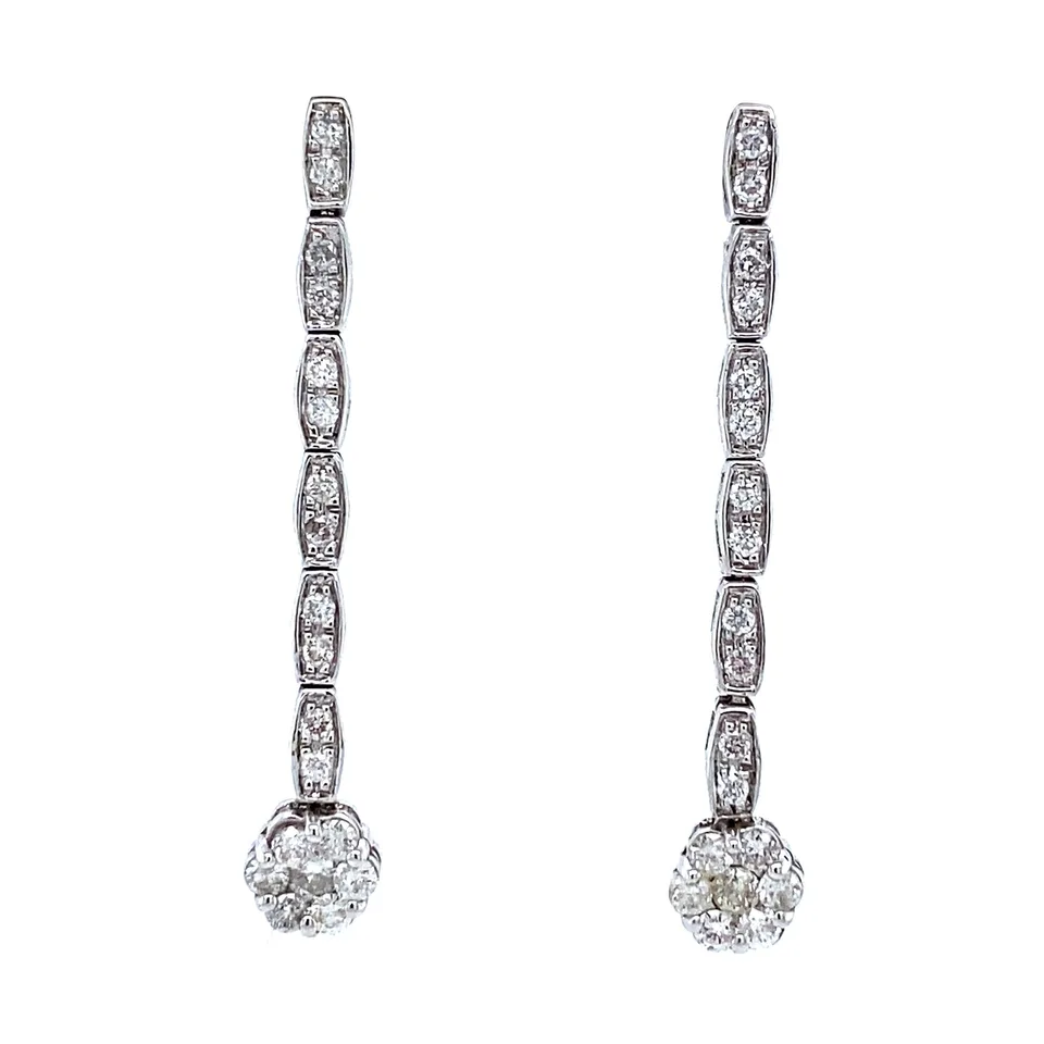 Vintage 18K White Gold Drop Earrings with Diamond