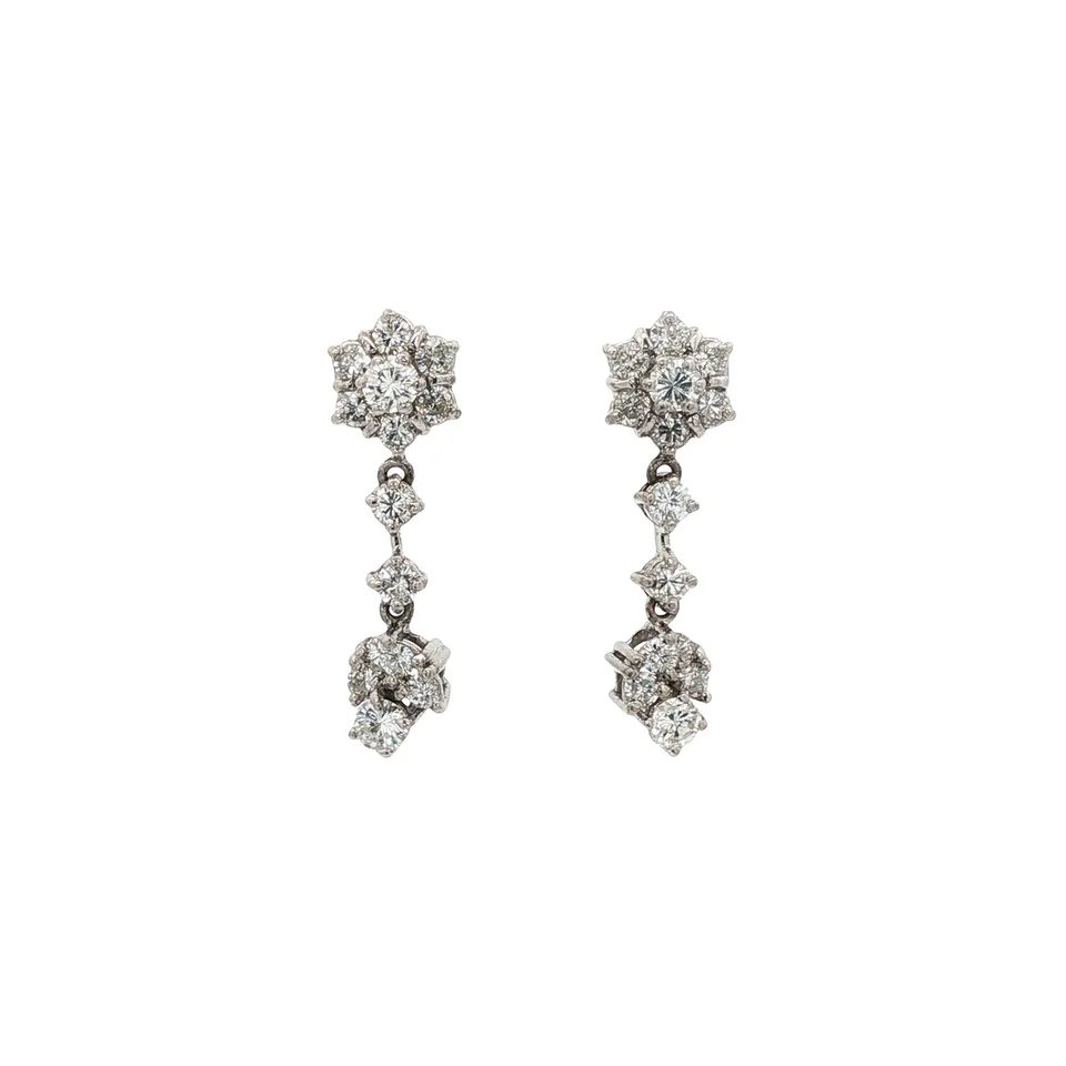 Vintage 18K White Gold Earrings with Diamond