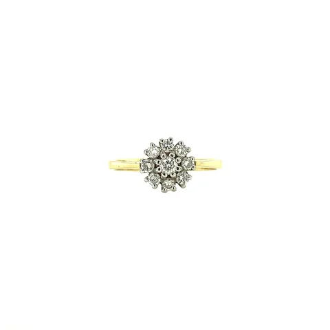 Vintage 14K Gold Cluster Ring with Diamond